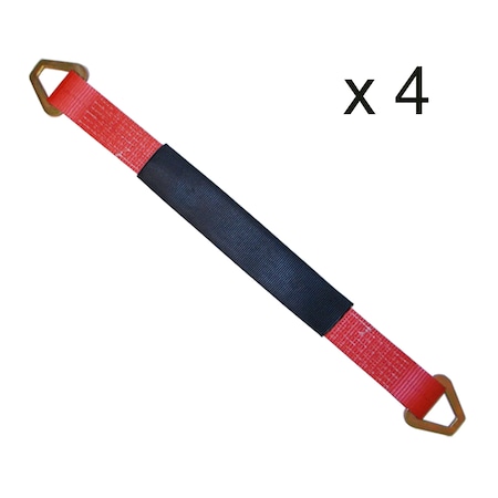 Tie 4 Safe 2" x 36" Axle Straps w/ Sleeve & D Rings, WLL, 3,333 lbs., PK4 RT41A-36M18-R-C-4